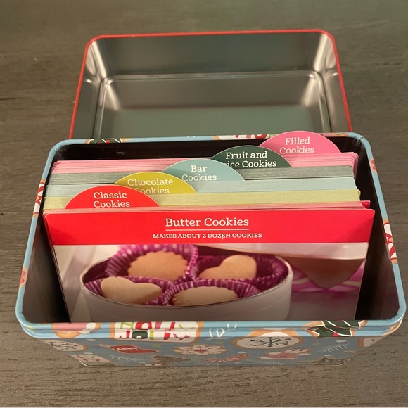 NWOT Holiday Christmas Cookie Recipe Tin - Picture 2 of 4